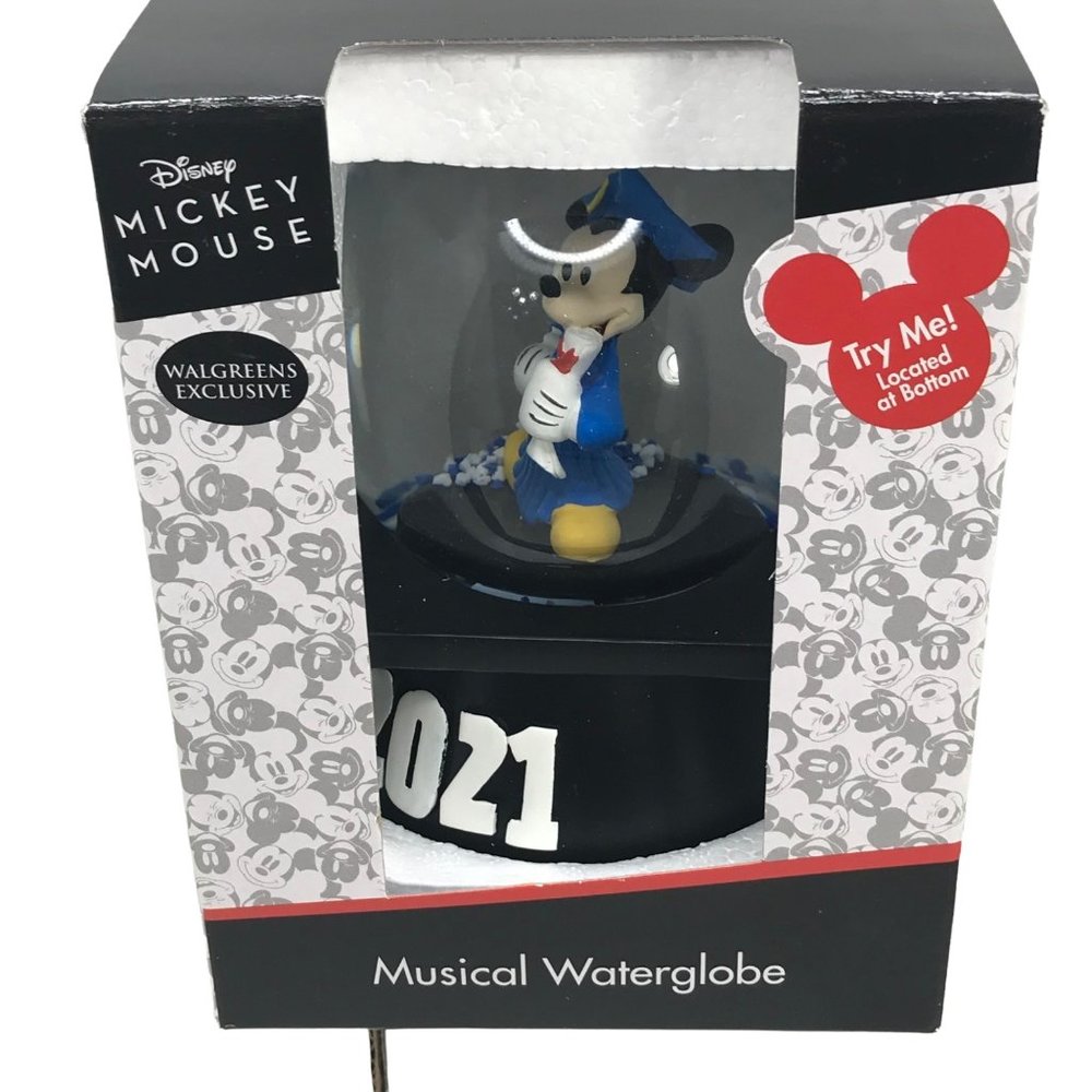 Disney Mickey Mouse Musical Water Globe 2021 Graduation Theme New In Package